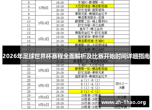 2026年足球世界杯赛程全面解析及比赛开始时间详细指南